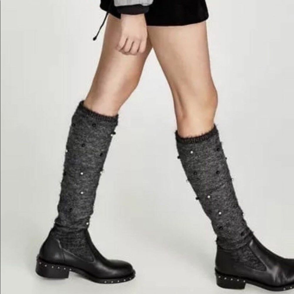 ZARA sock like boot with pearls